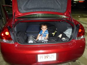 George hanging out with the luggage