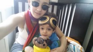 Make-believe Time with Mommy. We are aviators.